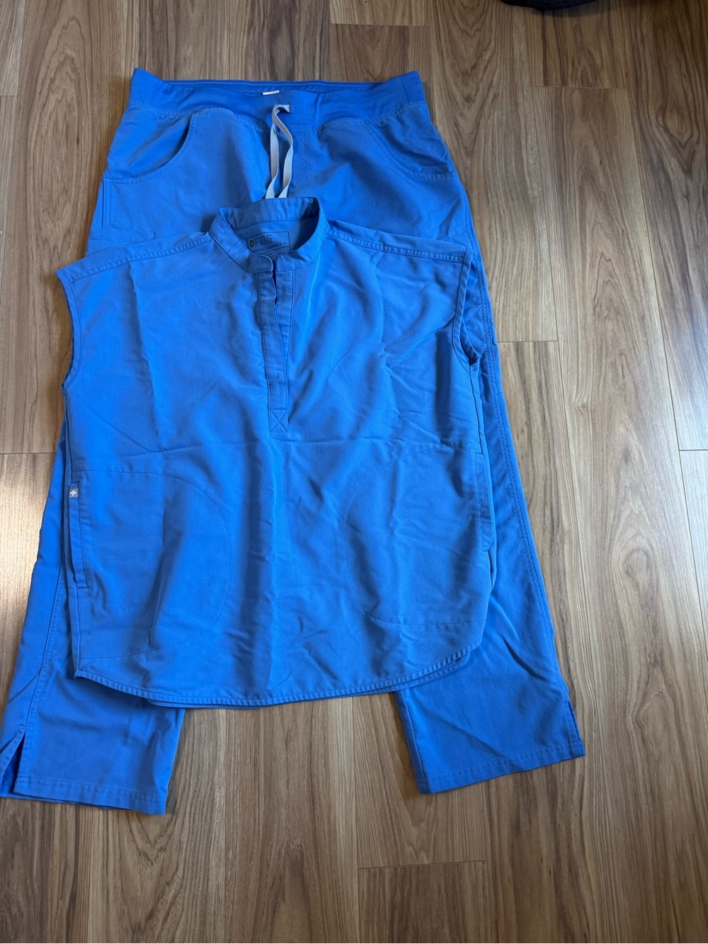 Figs Light Blue Scrub Top and pants